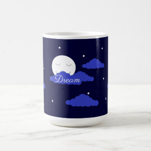 星と雲のある月: ダークブルー コーヒーマグカップ