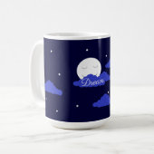 星と雲のある月: ダークブルー コーヒーマグカップ (正面左)