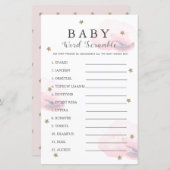 星と雲の単語スクランブルベビーシャワーピンクゲーム (正面/裏面)