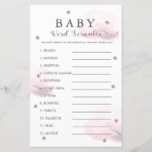 星と雲の単語スクランブルベビーシャワーピンクゲーム (正面)