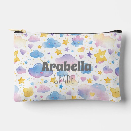 星と雲の水の色の子供 アクセサリーポーチ (正面)