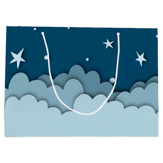 星と雲の青い空おめでとう ラージペーパーバッグ (裏面)