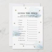 星と青の雲の価格を推測ベビーシャワーゲーム 招待状 (正面)