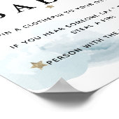 星と青の雲の赤ちゃんシャワー言わないベビー ポスター (角)