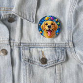 星と魔法のゴールデンレトリバー子犬 缶バッジ (インサイチュ)
