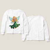 星と魔法の妖精のキッズ長袖Tシャツ (デザイン 正面&背面)