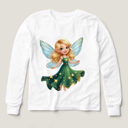 星と魔法の妖精のキッズ長袖Tシャツ (デザイン正面)