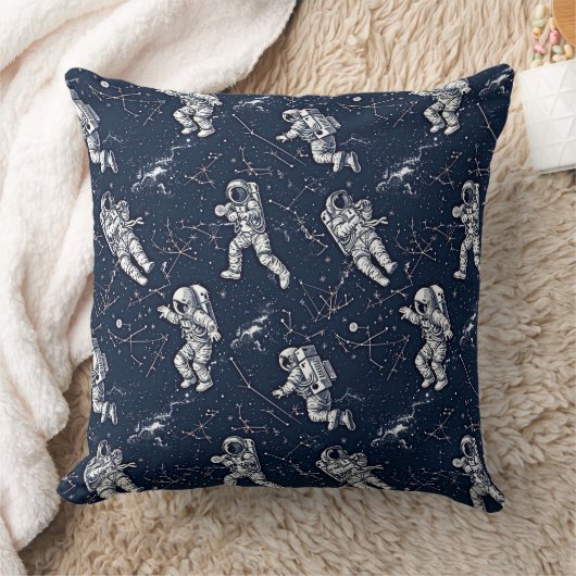 星と〔占星術の〕十二宮図の間の宇宙飛行士 クッション (ブランケット)