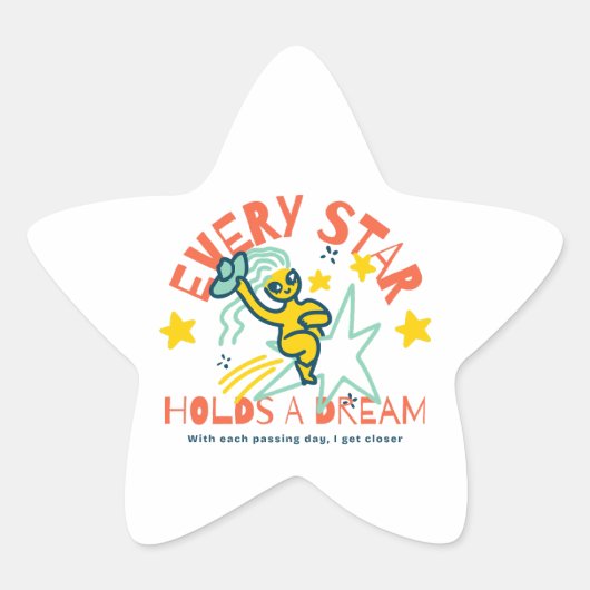 星には夢のステッカーが貼ってある 星シール (正面)