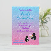 星にアイスクリームが付いたペンギンの招待 招待状 (スタンド正面)