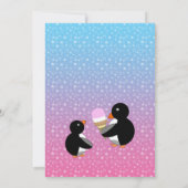 星にアイスクリームが付いたペンギンの招待 招待状 (裏面)