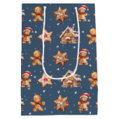 星にクリスマスのジンジャーブレッド ミディアムペーパーバッグ (裏面)