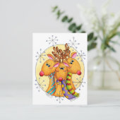 星にスカーフを巻いたかわいいクリスマスのトナカイ シーズンポストカード (スタンド正面)