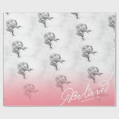 星にピンクのグラデーションなクリスマスの写真の休日を信じて下さい ラッピングペーパー (フラット)