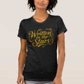 星に刻まれた グランジブラッシュスクリプト Tシャツ (正面)