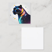 星に変わる斑点のある白熱［赤熱］光を放つヒョウ スクエア名刺 (正面/裏面)