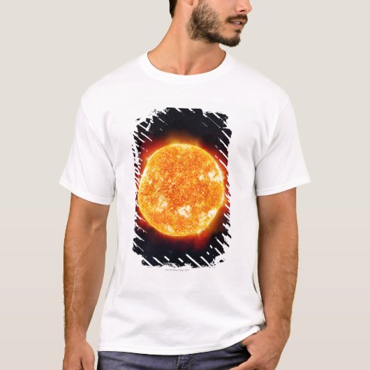 星に対して太陽フレアを示す日曜日 Tシャツ (正面)