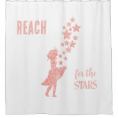 星に手を伸ばして ピンクのグリッターガール シャワーカーテン (正面)