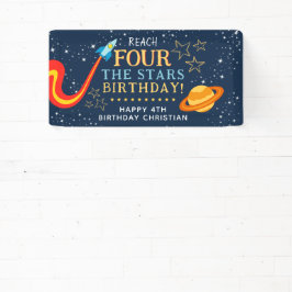 星に手を伸ばす4歳の誕生日 横断幕