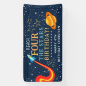 星に手を伸ばす4歳の誕生日 横断幕 (縦)