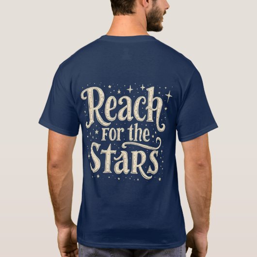 星に手を伸ばせ　天体タイポグラフィアート Tシャツ (裏面)