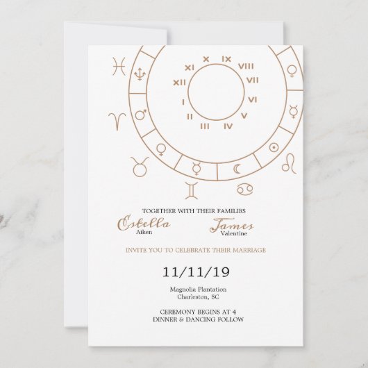 星に書かれたウェディング招待状セット 招待状 (正面)