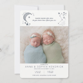 星に書かれた双子の誕生のお知らせ 招待状