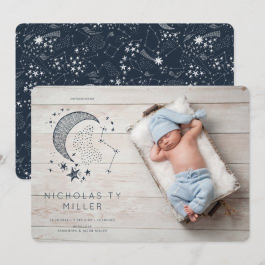 星に書かれた星座 誕生のお知らせ 招待状 (正面/裏面)