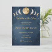 星に書かれた| ネイビー＆ゴールド セレスチャル ブライダ 招待状 (スタンド正面)