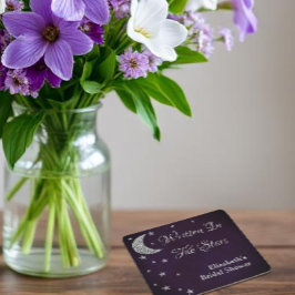 星に書かれた ブライダルシャワー スクエアペーパーコースター