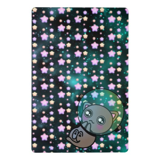 星に浮かぶ宇宙のかわいい猫 ミニクリップボード (裏面)