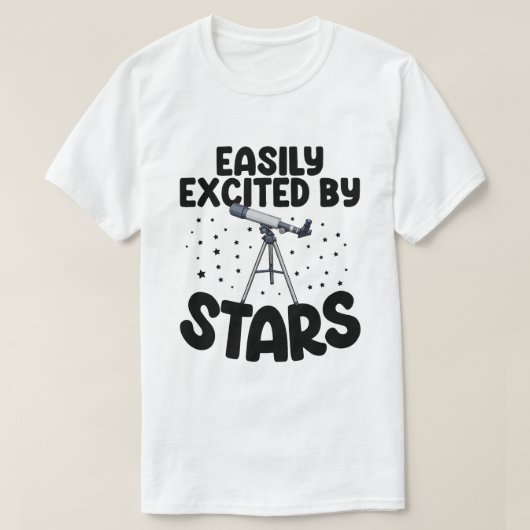 星に簡単に興奮する天文学者宇宙ラブメンズ Tシャツ (デザイン正面)