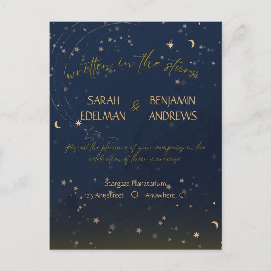 星に願いを込めた結婚式のポストカード招待状 インビテーションポストカード (正面)