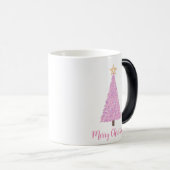 星のあるピンクのクリスマスツリー モーフィングマグカップ (正面右)
