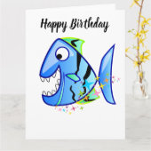 星のあるブルートロピカルピラニア カード (黄色い花)