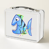 星のあるブルートロピカルピラニア メタルランチボックス (裏面)