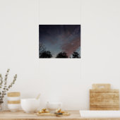 星のある冬の夕日の空 ポスター (キッチン)