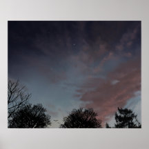 星のある冬の夕日の空