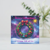 星のある宇宙風景のクリスマスリース 招待状 (スタンド正面)