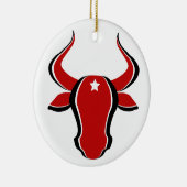 星のある赤いブルヘッド セラミックオーナメント (右)
