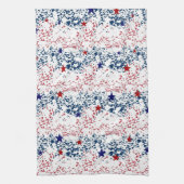 星のある赤い白と青の波 キッチンタオル (縦)