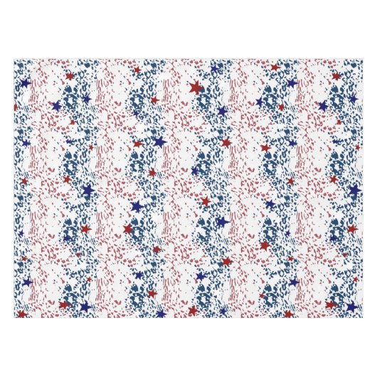 星のある赤い白と青の波 テーブルクロス (正面(横))