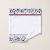 星のある赤い白と青の波 バスタオルセット (ウォッシュタオル)