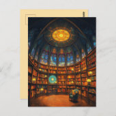 星のお洒落間に浮かぶ図書館 ポストカード (正面/裏面)