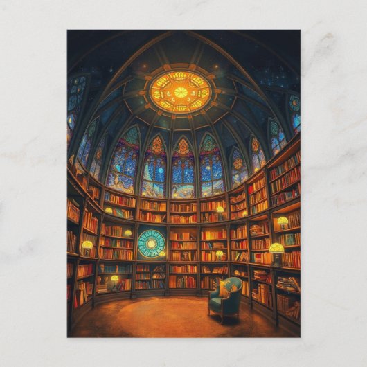 星のお洒落間に浮かぶ図書館 ポストカード (正面)