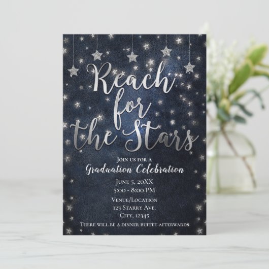 星のためのブルーシルバーのリーチ天文学の卒業 招待状 (スタンド正面)