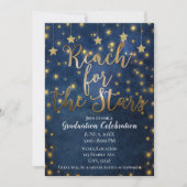 星のための青い金ゴールドリーチ天空の卒業 招待状 (正面)
