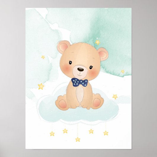 星のついたかわいい小さなクマ ポスター (正面)