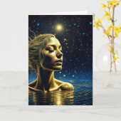 星のめい想下の神秘的な女性 カード (黄色い花)