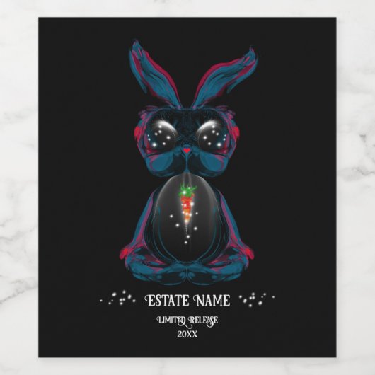 星のような目をした神秘的なバニー ワインラベル (シングルラベル)